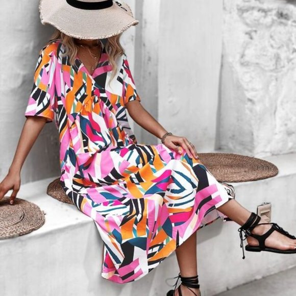 Allover Print Smock Dress - Picture 1 of 5